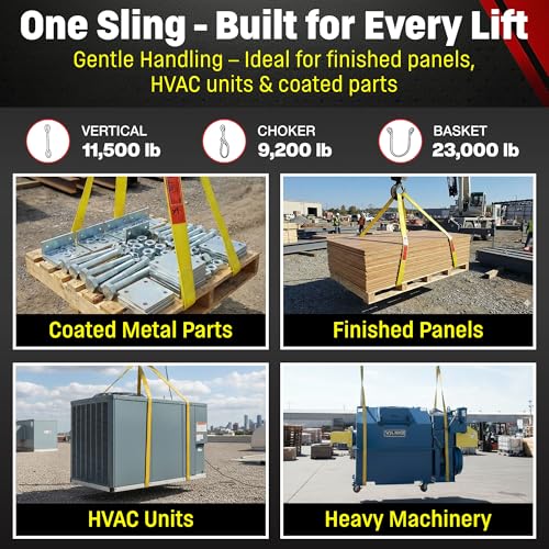 DD Sling 4 Inch x 30 Foot Nylon Lifting Sling – USA Made, 11,500 lb Vertical, 9,200 lb Choker, 23,000 lb Basket – 2-Ply Heavy Duty 900 Webbing, Type 3 Flat Eye & Eye Rigging Sling - size: 4"x30'