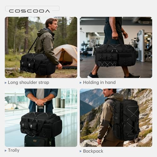 3 in 1 Tactical Gym Bag Carry On Luggage 22x14x9 Airline Approved - color: Black Red, size: 50L
