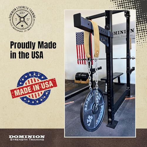 Heavy-Duty Leather Dip Belt with Steel Chain - Ultimate Accessory for Weighted Pullups, Dips, and Progressive Overload - color: Rough Out