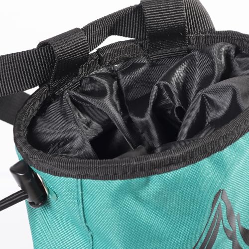 Chalk Bag for Rock Climbing – Chalk Pouch with Zippered Pocket, Brush Holder, Fleece Lining & Drawstring Closure – Turquoise Bag