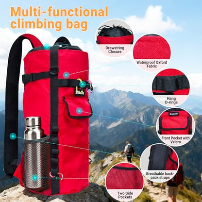 Climbing Rope Bag,Large Capacity Arborist Tree Rope Storage Bag,Waterproof Outdoor Rock Climbing Gear Bag - color: Red