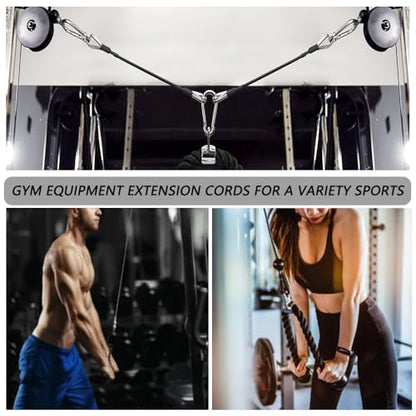 LOOEEL 3PCS Gym Cable Extension,Gym Extension Cable-Thick 0.2",Fitness Extension Rope Attachments Compatible Replacement Gym Cables Machine Extension for Tricep Pull Down,Leg Extensions Machine