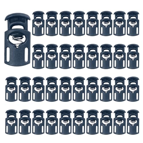 PATIKIL Nylon Spring Cord Locks, Elastic Toggle Stop Slider Clamp Adjuster Fastener for Drawstring Shoelaces Paracord - color: Dark Blue