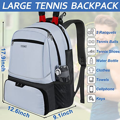 Ytonet Tennis Bag Tennis Backpack for Women Men 2 Rackets | Insulated Pocket and Ventilated Shoe Compartment, Gym Bags with Fence Hook for Pickleball and Badminton Rackets - color: Blue