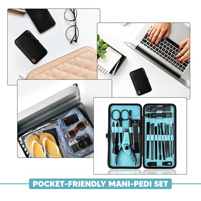 Utopia Care Manicure Set Professional Nail Clippers Kit | 18 Pcs Manicure & Pedicure Nail Kit for Men Women with Fingernail & Toenail Clippers and Premium Travel Case - color: Black, size: 18 Piece Set