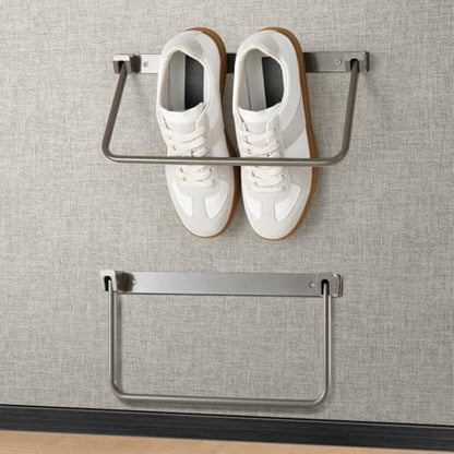 BOYISEN 2-Pack RV Shoe Rack, Foldable Wall Mount Shelf | 12" Aluminum, Space-Saving for Camper & Travel Trailer, Easy Installation, Holds Various Shoes
