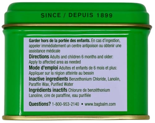 Bag Balm Vermont's Original Moisturizing for Dry Skin, Chapped Lips, Cracked Heels, Dog Paw Pads + More. 118 ml (4 oz) Tin (1) - size: 3.99 Ounce (Pack of 1)