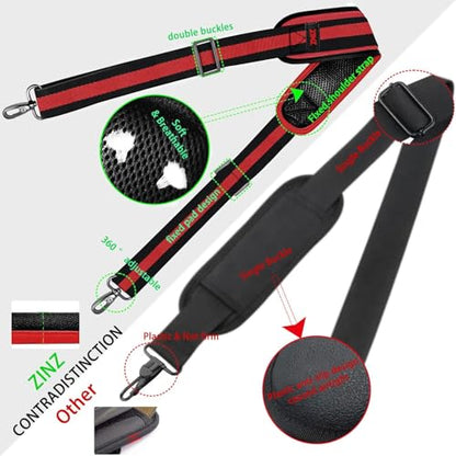 ZINZ Shoulder Strap Universal Bag Strap - 78" Ultra-Thick Padded with Dual Balanced Adjustable Buckles for Briefcase, Travel, Sports, Laptop, Crossbody Bag，Stripes-BkRBk - color: Stripes-bkrbk