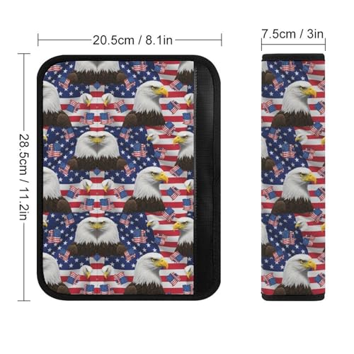 2 Pack Soft Padded Seat Belt Cover for Girls and Boys, All Vehicles, USA Flag Eagle Harness Pads Strap, Anti-Slip Pad - color: Pattern 554
