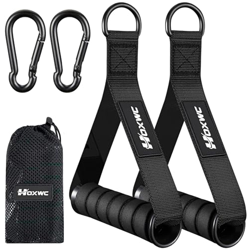 HOXWC Cable Handles Gym Equipment, Heavy Duty Resistance Band Handles, Replacement Exercise Handles for Cable Machine, Pulley System, Strength Trainer, Pull Down Workout, Home Gym Cable Attachments - color: Black