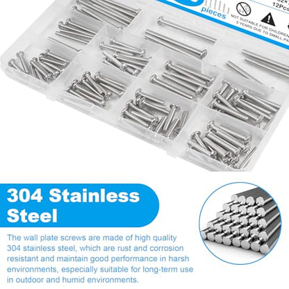 100 PCS Machine Screws, #6-32#8-32 Phillips Pan Head Electricians Screw 304 Stainless Steel Screws for Electrical Wall Plate Switch, Receptacles Mounting Screws - style: Pan Head