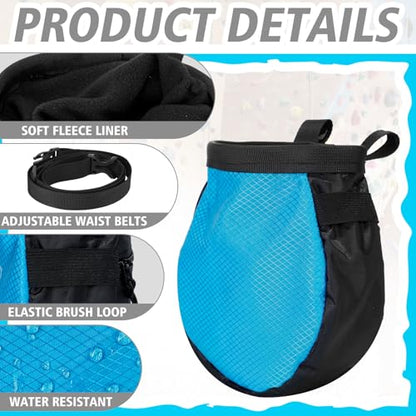 Shappy 4 Pcs Climbing Chalk Bag Set Includes Chalk Bag, Brush and Ball Pouch with Adjustable Belt Waterproof Rock Equipment for Climbing, Gymnastics, Weight Lifting, Bouldering and More