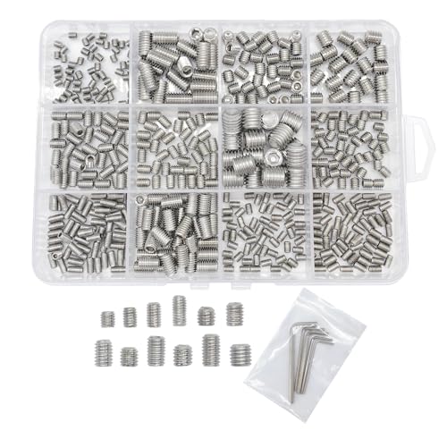 500pcs Set Screws, Grub Screw Set, Set Screws Assortment Kit M3 M4 M5 M6 M8 for Home Repair, Repair Furniture, Electronic Product, Install Door Lock, DIY, Bathroom Fixtures (Stainless Steel 12 Sizes) - size: 500pcs(Stainless Steel 12 Sizes)