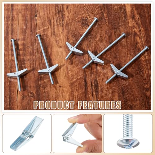 Yaocom 100 Pcs 1/4" X 6" Toggle Bolts Butterfly Screws Anchors Heavy Duty Wall Anchors for Drywall with Wing Nuts for Hanging Heavy Objects on Drywall - size: 1/4" X 6"