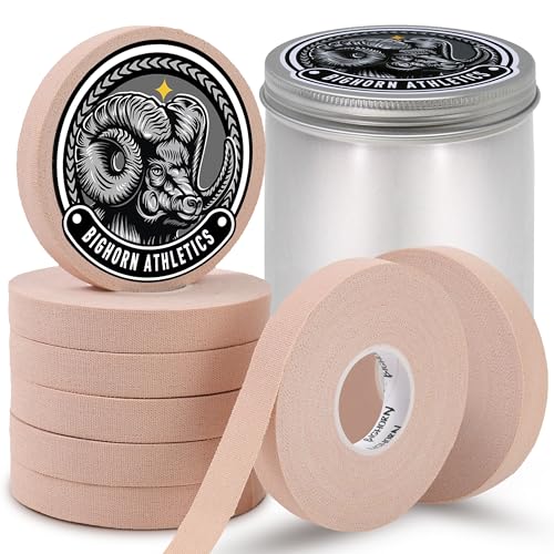 Bighorn Athletics Finger Tape with Tin Case | 8 Rolls for Superior Finger Support, Injury Protection, and Joint Stability | Ideal for Jiu-Jitsu, Climbers, & Athletic Trainers (0.5-Inch, Nude) - color: Nude, size: 0.5-Inch