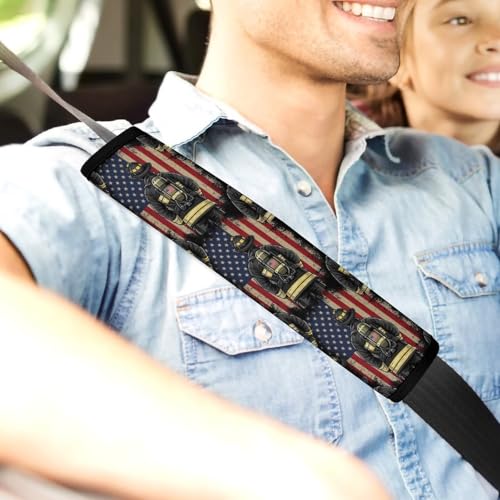 Universal Soft and Comfortable Firefighter American Flag Patriotic Seat Belt Shoulder Pad for Girls and Boys, Most Cars, 2 Pack Seat Belt Covers Cushion Shock Absorption - color: Pattern 1188