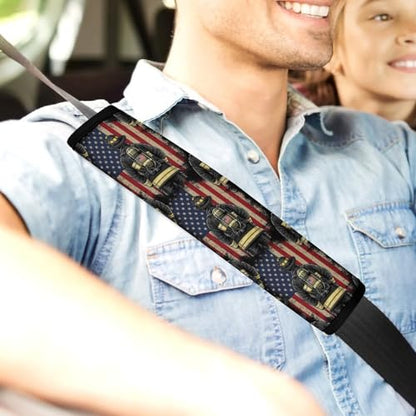 Universal Soft and Comfortable Firefighter American Flag Patriotic Seat Belt Shoulder Pad for Girls and Boys, Most Cars, 2 Pack Seat Belt Covers Cushion Shock Absorption - color: Pattern 1188