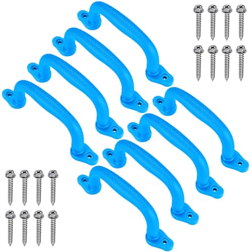 SELEWARE Blue Playground Safety Handles 8Pcs Kids Playground Grab Handles | Non-Slip Durable Plastic Handle Indoor Outdoor Playset Handle for Playhouse, Treehouse, Climbing Frame, Jungle Gym, Swing Set - color: Blue (8 Pack)