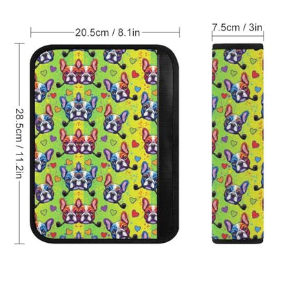 Soft Padded Car Seat Belt Pad for Child, Most Cars, 2 Piece French Bulldog Cute Dog Colorful Pet Seat Belt Cushion Comfortable Driving - color: Pattern 210
