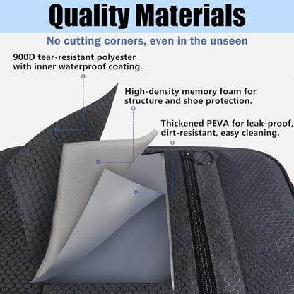 Shoe Bag for Travel,2 Layers Shoes Organizer,Honeycomb Black | Holds 3 Pairs,Trolley Strap,Easy Clean Lining,Leak Proof,Dual Zippers - color: HoneycombGrey