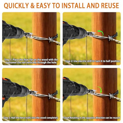 200 Pcs Stainless Steel Fence Staples Fence Nails for Softwood Reusable Fence Nails for Wire Mesh & Woven Fencing,Fence Fasteners with Wire Fixer, Easy Install & Remove with Power Drill - size: 200 Pcs