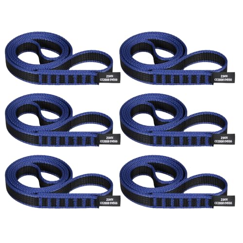 18mm Nylon Climbing Sling Runner 23KN CE2008/EN566 Certified - Webbing Straps for Outdoor Rock Climbing, Rappelling, Swing, Yoga Hammock etc - color: Light blue, size: 60cm/ 24inch |Pack of 6