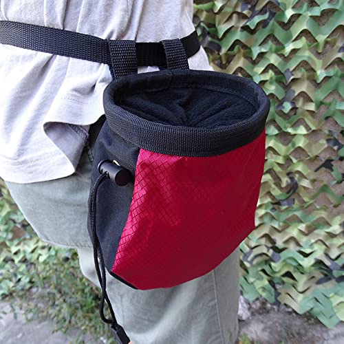 Chalk Bag,Rock Climbing Gear,Metal Powder Bags，with Zippered Pocket and Adjustable Waistband，Suitable for Fitness, Rock Climbing, Track and Field, Weightlifting, Billiards Chalk Bag (Red)