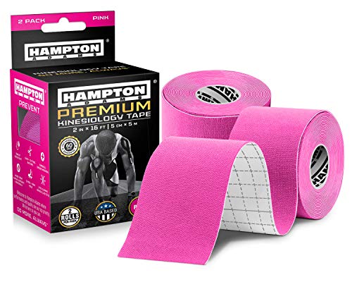 Hampton Adams | As Seen on Shark Tank | Original Kinesiology Tape | 32ft Uncut 2-Pack | Supports & Protects Muscle Wrist Knee Shoulder Back Plantar Fasciitis | Waterproof Hypoallergenic (Pink) - color: Pink, size: 2in x 16ft (2 Rolls)
