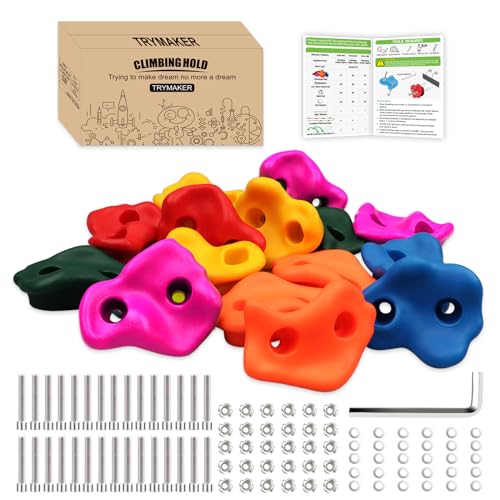 Trymaker Rock Climbing Holds, 15PCS Climbing Wall for Kids (Large Size) | Climbing Set for Kids & Adult Indoor and Outdoor - size: Large Size-15pcs