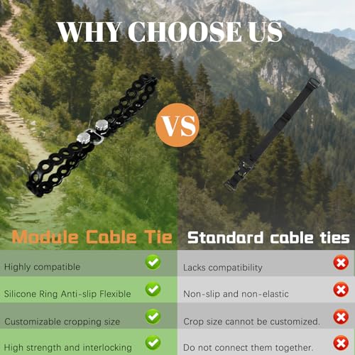 Modular Straps (4-Pack), Gear Tie, EDC Multi-Tool Strap for Camping, Travel & Outdoor Survival（Black） - color: Black four