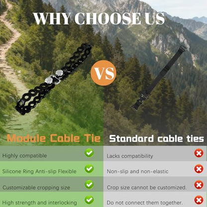 Modular Straps (4-Pack), Gear Tie, EDC Multi-Tool Strap for Camping, Travel & Outdoor Survival（Black） - color: Black four