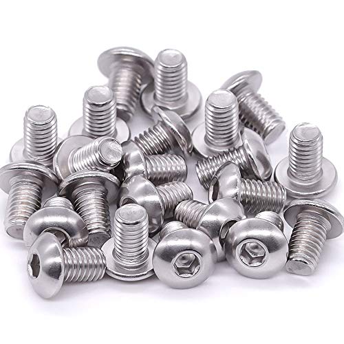 1/4-20 x 3/8" Button Head Socket Cap Bolts Screws, 304 Stainless Steel 18-8, Allen Hex Drive, Bright Finish, Fully Machine Thread, Pack of 100 - size: 1/4-20 x 3/8