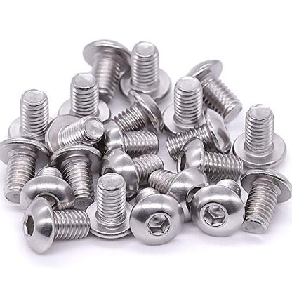 1/4-20 x 3/8" Button Head Socket Cap Bolts Screws, 304 Stainless Steel 18-8, Allen Hex Drive, Bright Finish, Fully Machine Thread, Pack of 25 - size: 1/4-20 x 3/8