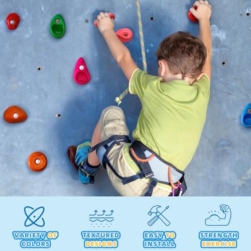 32PCS Rock Wall Climbing Holds and 12 PCS Large Tree Climbing Holds for Kids, Large Climbing Holds Adult Rock Wall Holds Climbing Rock Wall Grips for Indoor and Outdoor Playground Play Set