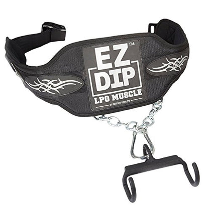 EZ DIP Pull Up Weight Belt plus PULL FORCE Rotating Pull Up Handles - Dipping Belt with Chain plus Dumbbell Hook - Pull Up Weight Belt - Best Dip Belt - 505# Dipping Belt -Belt Squat attachment