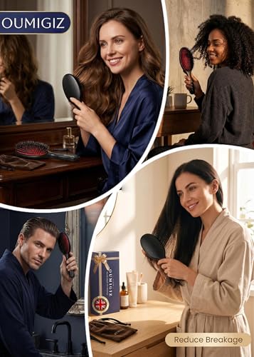 Boar Bristle Hair Brush Since 1965 British Craftsmanship | Handmade Natural Wooden Slick Back Hairbrush, Gentle Detangling Smoothing Women Men Kids Curly Thick Fine Hair, Anti Breakage - size: Large