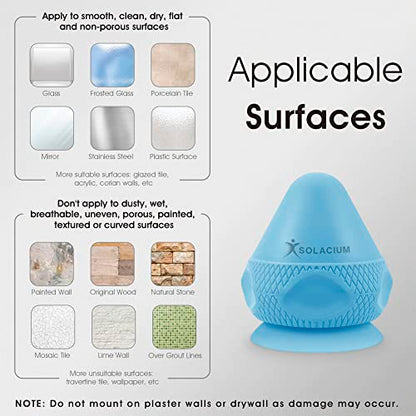 Solacium Mountable Massage Therapy Tool - Multi-Surface Suction Cup Wall Massage Tool for Sore Muscles, Myofascial Release, Stress Relief, Trigger Point and Deep Tissue Massage (Light Blue) - color: Light Blue