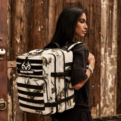 WOLFpak 35L Athletic Gym Backpack - Durable 1000D Waterproof Oxford Material with MOLLE Webbing, Laptop Pocket - color: Realtree Apx Snow