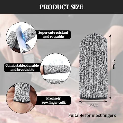 10 PCS Cut Resistant Finger Cots, Reusable Finger Guards, Durable Non Slip Thumb Protector Sleeve, Breathable Fingertip Covers for Kitchen, Work, Sculpture - size: 10 pcs