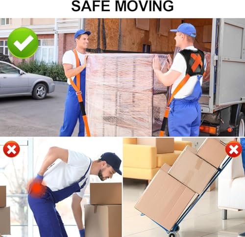 Moving Straps,Adjustable Shoulder Furniture Moving Lifting Strap Easily and Safely for 2 Movers Moving Furniture, Appliances, Mattresses,Heavy Duty up to 800 lbs - color: Orange & Black