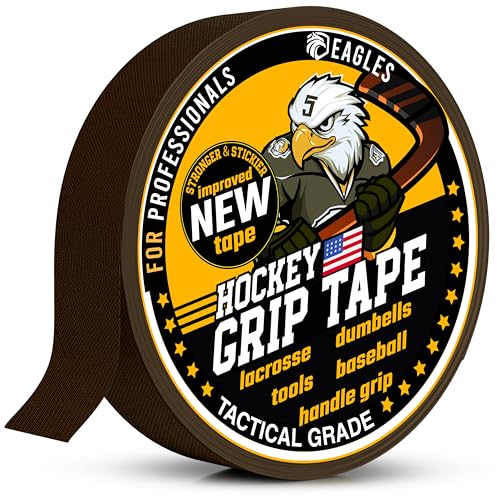 EAGLES Hockey Tape Multipurpose Cloth Tape Roll for Lacrosse Baseball & Softball Bats, Rackets, Pullup Bars, Gardening Tools, Sports Gift Perfect for Wrist, Ankle, Foot, Knee and Hand Taping - color: Dark Brown