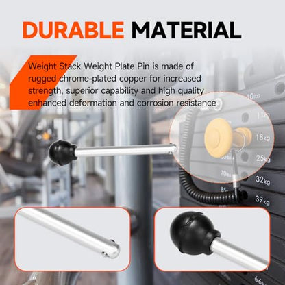 Weight Stack Pin Gym Pin Heavy Duty Replacement Weight Machine Pin for Fitness Universal Home Gym Exercise Machine Parts & Accessories,Pin Tensile 3/8 Diameter