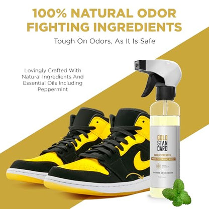 Gold Standard Natural Shoe Deodorizer Spray, Peppermint, 2-Pack (12 oz) | Extra Strength, Long-Lasting Freshness for Sneakers, Boots & Athletic Shoes - size: 6 Fl Oz (Pack of 2)