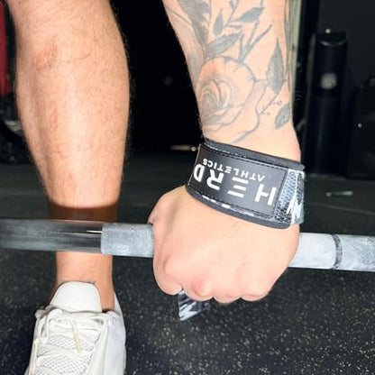 Lifting Wrist Straps – 23" Length x 1.5" Width – Padded Neoprene Cotton Straps for Weightlifting, Powerlifting, Functional Training, Strength Training & Deadlifts – Heavy Duty Grip Support - color: Grey Camo