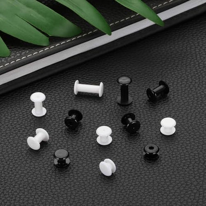 PATIKIL M5x15mm Plastic Binding Post, 50 Sets Plastic Chicago Screws Binding Screw Rivet Post Press-on Buckle for Leather Scrapbook Photo Albums, White - color: White, size: M5x15mm