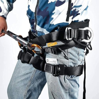 Climbing Seat Belt, Caving, Rock Climbing and Rappelling Equipment, Body Guard Protect, Rappelling Rescuing Equip - color: Half-body Black