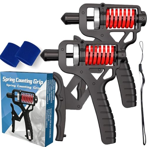 Ergonomic Adjustable H-Grip Hand Trainer – Forearm Strengthener with Counter, Adjustable 11-350 Lbs, TPR Non-Slip Handles, for Therapy & Strength Training - color: Black*2, size: Mechanical display