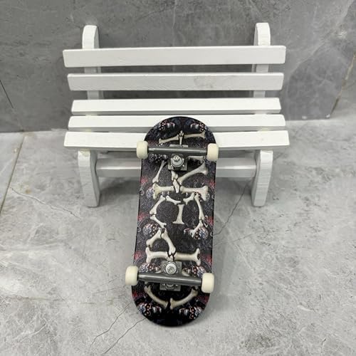 LEEFAI Pro Fingerboard Complete 34 * 96mm Maples Wood Deck,UV Printing Graphic 4.0 Trucks Regular kingpins & 5 Urethane Bearing Wheels-Op3ra V3-Bones Design