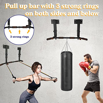 Wall Mounted Pull Up Bar Multifunctional Chin Up bar for Home Gym | Heavy Duty Multifunctional,Power Tower Set,Training Equipment Fitness Dip Stand,Supports to 440 Lbs - color: Joist Mount Pull Up Bar