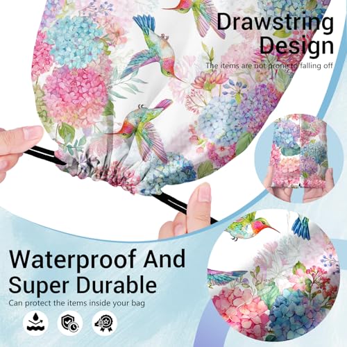 Hummingbird Gymnastics Grip Bag Hydrangea Waterproof String Bag for Gym - color: Hummingbird Floral Pink